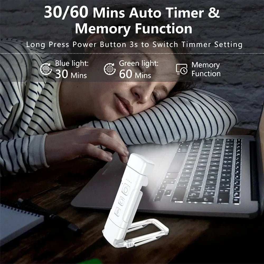 Book Light with Timer USB Rechargeable 3 Colors &amp; 5 Brightness Reading Light Clip-on Read Lamp Bookmark Night Light Book Lamp