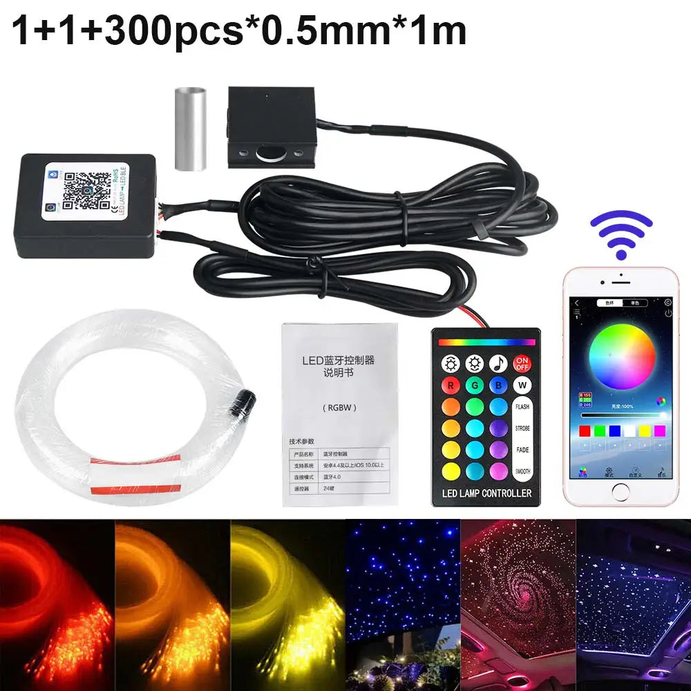 1/2/4 Split Fiber Optic Light Kit - RGBW Starry Sky Lamp with Bluetooth App & Music Sync - Distributed Ceiling Star Light for Car & Home