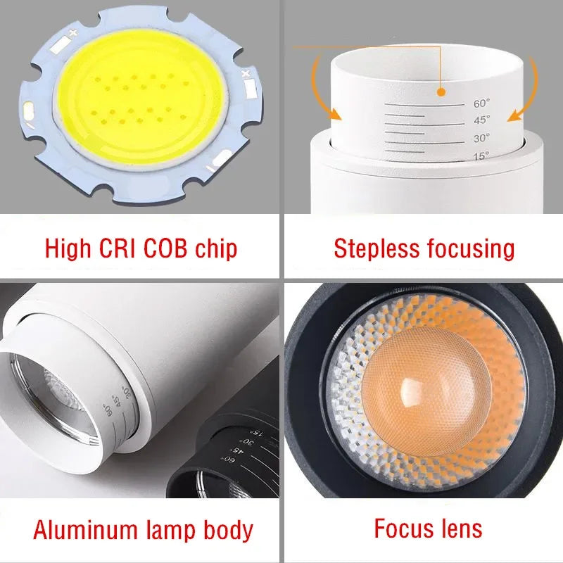 Dimmable Spot light Led Downlights Track Light Surface Mounted5w 7w 9w Background Lamp LED COB Ceiling Indoor Lighting