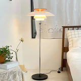 Nordic Floor Lamp Metal and Glass Lampshade Stand Light with Replacement E27 Bulb