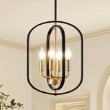 Black and Gold Chandelier for Dining Room Light Fixture Chandelier for Entryway Light Fixture Foyer Lighting Fixtures Adjustabl