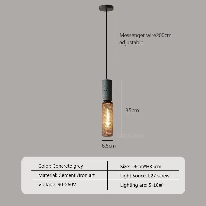 Industrial LED Pendant Light Retro Multi head Cement Hanging Fixture Living Room Bedroom Illumination Bar Dining Room Decors Lamp