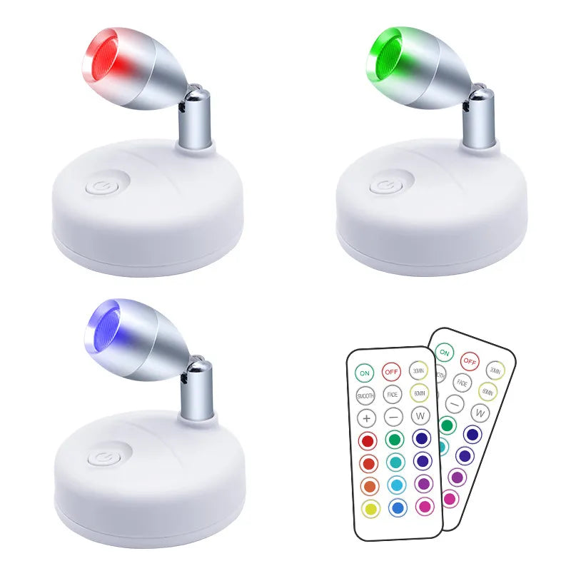 LED Cabinet Lights RGB 13 Colors Wireless Spotlights Remote Dimmable W ...