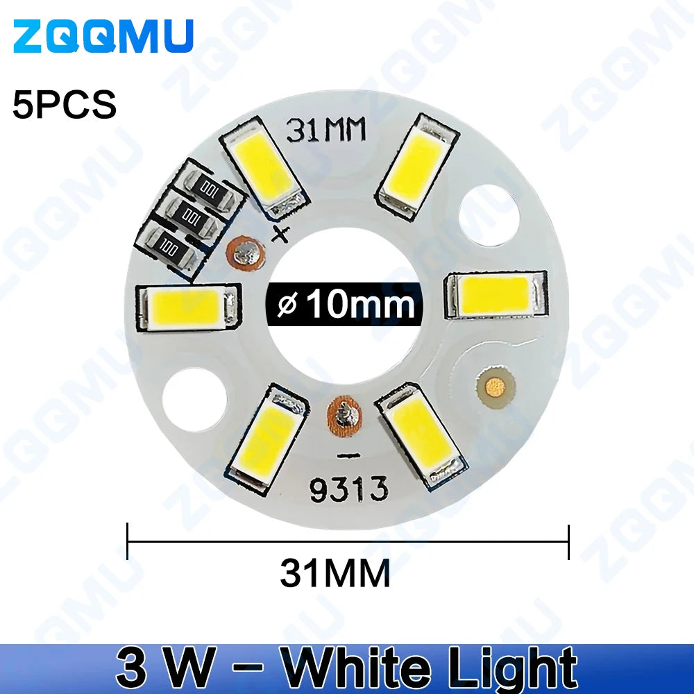 3w Model 5-Pack 3W 5V LED Chips - Round DIY Light Source for Portable Lamps & M ...