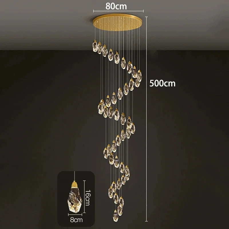 Modern Home Decoration Crystal Ceiling Lights Chandelier Staircase Pendant Lamp Living Room Hanging Lights Interior Lighting