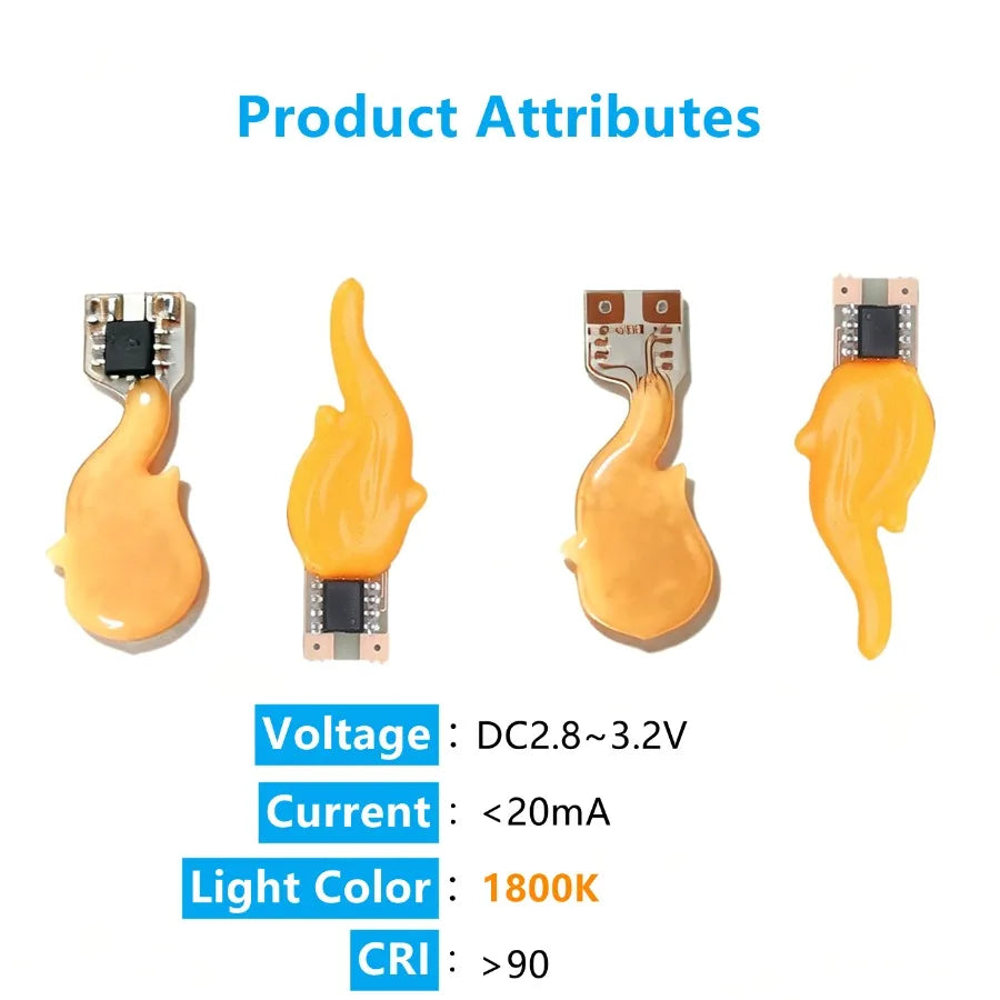 DC 3V–5V LED COB Flame Filament Diodes (1–100 PCS Wholesale) - Warm White 2200K Candle Flickering Light for DIY Christmas & Party Decor