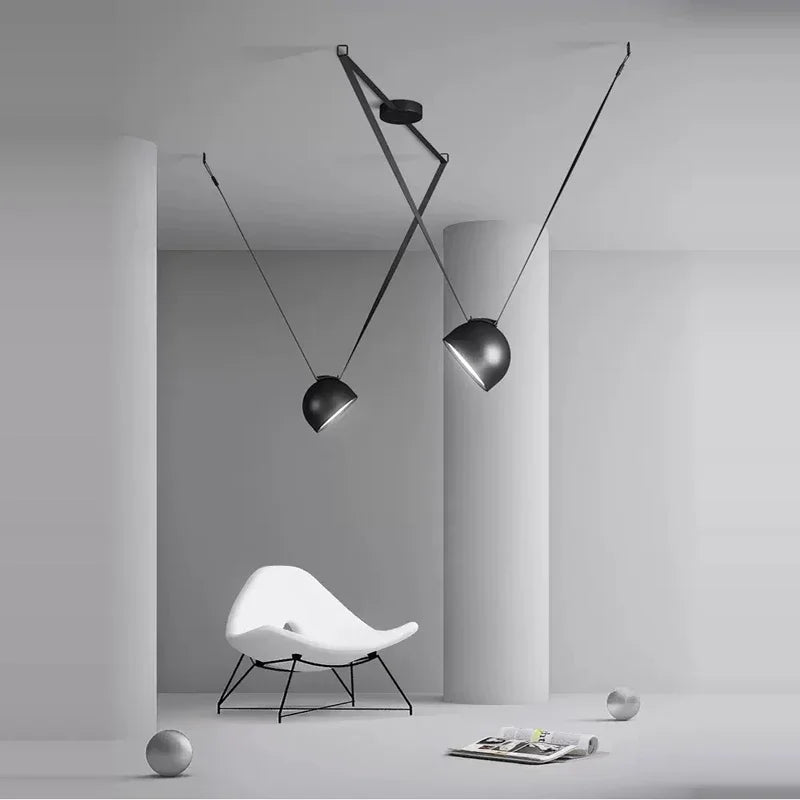 Italy Design Leather LED Pendant Lights Black Orange Lustre Villa Lobby Islands Hanging Lamps Home Decor Factory Outlet Lighting