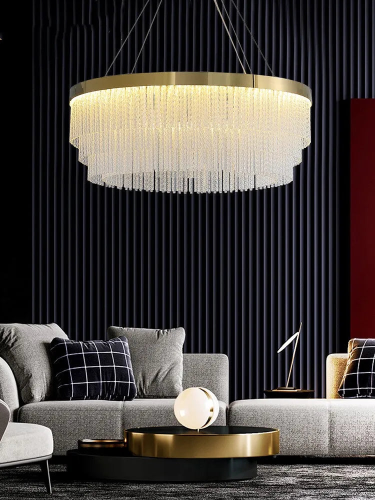 Post Modern Led Chandelier 2025 New Tassel Crystal Pendant Lamp American Luxurious Chandelier Home Decor Luster Lighting Fixture