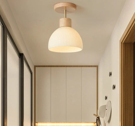BOTIMI Wooden Ceiling Lights For Corridor White Glass Lampshade Dressing Room Surface Mounted wood Lamp Indoor Lighting