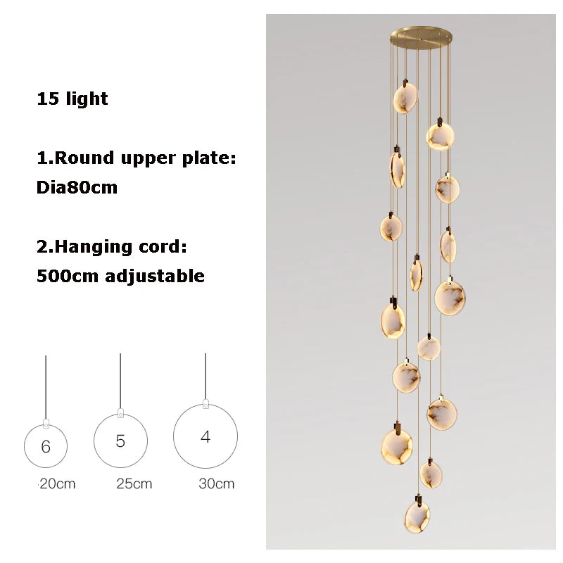 New Chinese LED Marble Gold Home Deco Designer Chandelier Lighting 2026 New Trend Lustre Hanging Lamps For Living Room