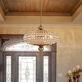 Vintage K9 Crystal Pendant Lights for Living Room Bedroom American Copper Crystal Ceiling Chandelier for Dining Room Kitchen Bar