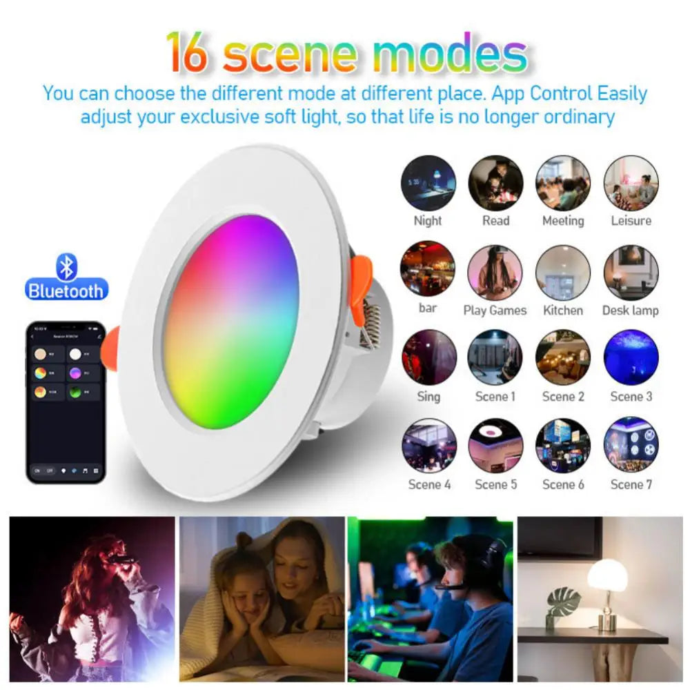 LED Downlight 110/220V Dimmable Spot Light Recessed Round Light Smart Home Luminaire Bluetooth Lamp Work With Alexa Google Home