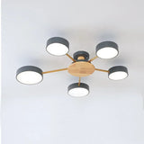 Nordic Creative Macaron Log LED Ceiling Light Bedroom Living Room Chandelie Modern Villa Restaurant Interior Lighting Decoration