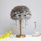 Nordic Feather Crystal Table Lamp Bedroom Ins Girl Warm Bedside Lamp Creative Luxury Romantic Feather Lamp