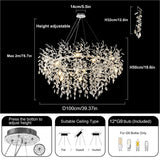 Retro K9 Crystal Tree Branch Chandelier - Modern LED Pendant Light Fixture for Villa Lobby, Foyer, Living Room & Weddings