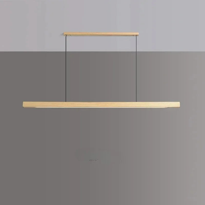 Solid Wood Long LED Pendant Light Modern Minimalist Dining Room Bedroom Living Room Front Desk Decorative Lighting Fixtures