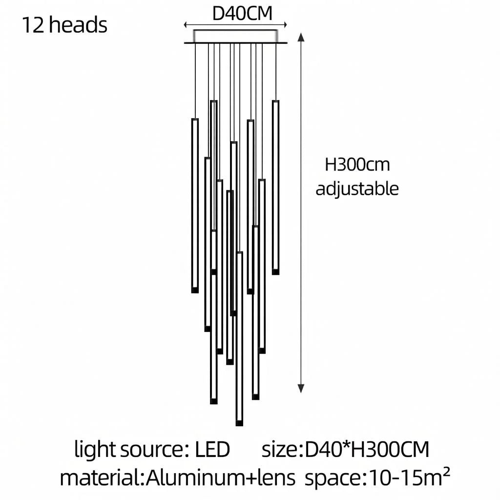 Modern Stair Chandelier Nordic Luxury Minimalist Pendant Light Villa Living Room Lighting LED Showroom Ceiling Lamps Chandelier