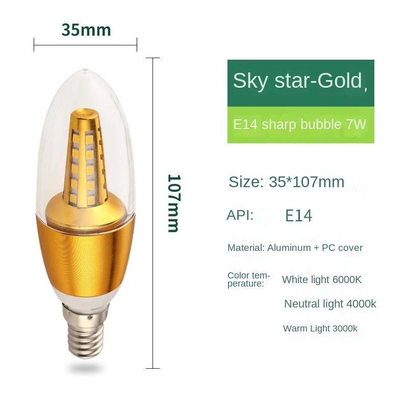 10-Pack E14 Vintage LED Filament Candle Bulbs (5W, 7W, 9W, 12W) - AC 85-265V C35 Edison Retro Light (Warm / Cold White)