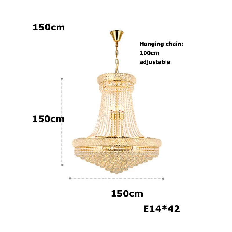 Hanging Lamps Lustre Suspension Luminaire Lampen For Living Room Luxury Round K9 Crystal Gold 2025 Ceiling Chandelier Lighting