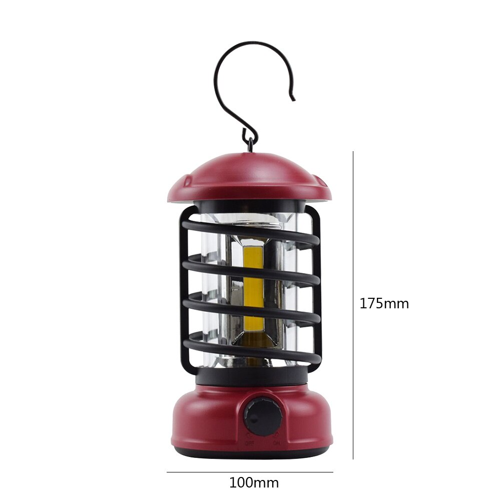 Portable Retro Camping Lantern Emergency COB Camping Light Waterproof Lightweight Tent Lamp with Hook for Outdoor Hiking BBQ