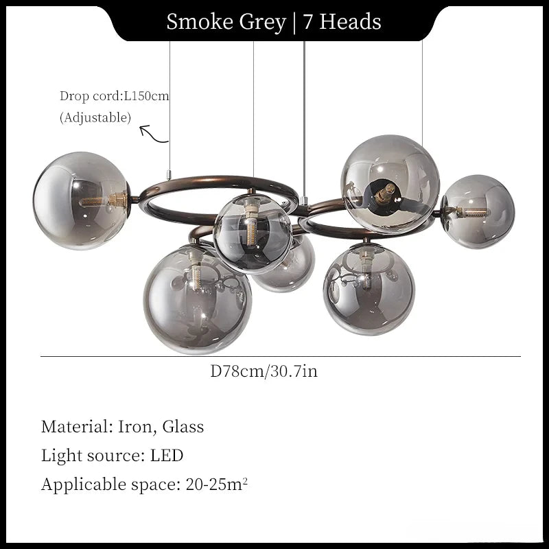 Postmodern Nordic Designer Creative Pendant Lights Art Living Room Bedroom Restaurant Magic Beans Multi-color Glass Chandelier