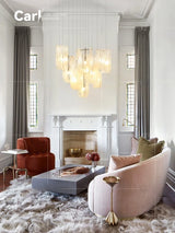 Ribbon Light Luxury Restaurant Cream Style Chandelier Designer Atmospheric High-end Staircase Chandelier Glass Chandelier