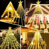 9x3M Outdoor Christmas Waterfall Star String Light - 288 LED Hanging Fairy Lights