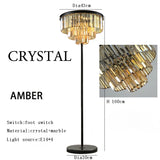 Gray Crystal Floor Lamps Luxury Led Home Decoration Amber Standard Light Living Room Bedside Appliance Standing Lighting 2025