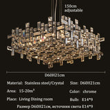 Luxury Chrome LED Crystal Chandelier - Modern Ceiling Pendant Light Fixture