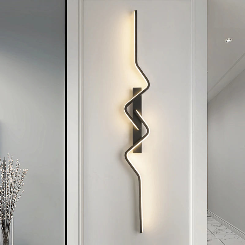 Nordic Matte Black Linear Decor Light - Luxury Indoor Sconce for Modern Villa