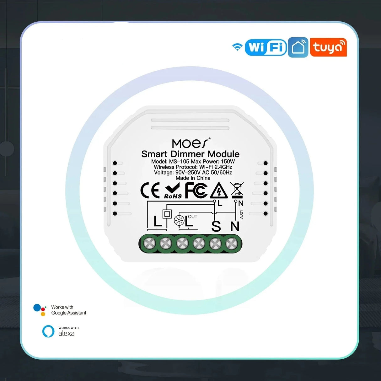 DIY Smart WiFi Light LED Dimmer Switch Smart Life/Tuya APP Remote Control 1/2 Way Switch,Works with Alexa Echo Google Home