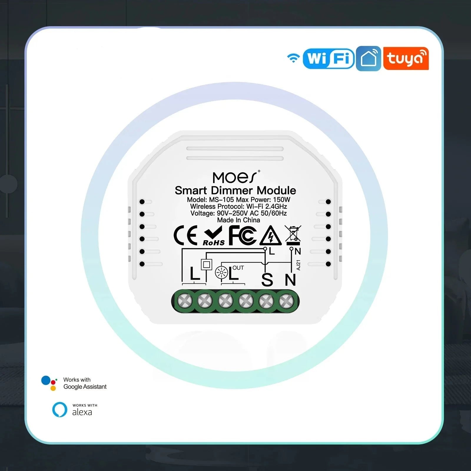 DIY Smart WiFi Light LED Dimmer Switch Smart Life/Tuya APP Remote Control 1/2 Way Switch,Works with Alexa Echo Google Home