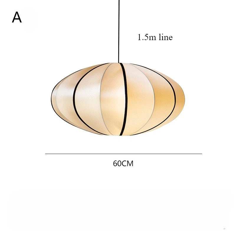 Wabi-sibi Japanese Style  Medieval Chandelier Living Room Home Decoration Bedroom  Lantern Silk Zen Pendant Light