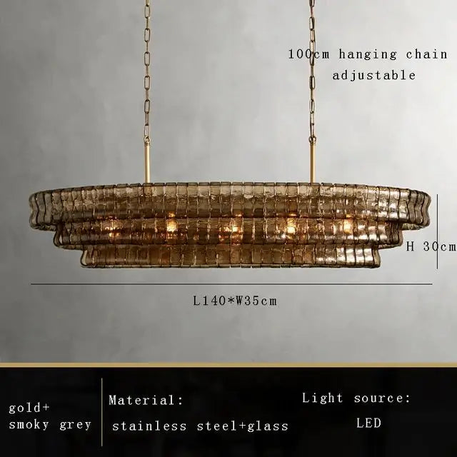 Gray Glass Ceiling Chandeliers 2025 Classic Round Hanging Lamps for Ceiling Home Decoration Lighting Gold Lustres Lamparas