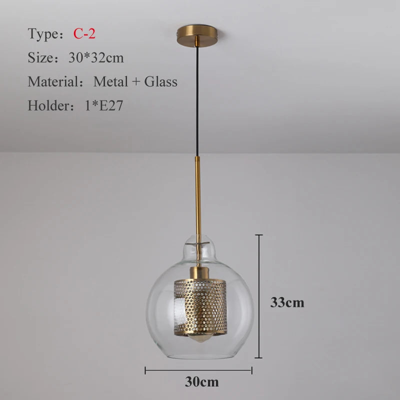 Loft Modern Pendant Light Glass Ball Hanging Lamp Kitchen  Fixture Dining Hanglamp Living Room Ceiling Lamps LED s