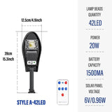 Solar Outdoor Garden & Street Light - Waterproof LED Motion Sensor Floodlight with Remote Control for Wall, Garage & Pathway