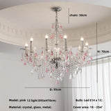 French Green Crystal Candle Chandelier Luxury Romantic Glass E14 Pendant Lights Living Room Art Decor Led Lamparas Bedroom Lamp