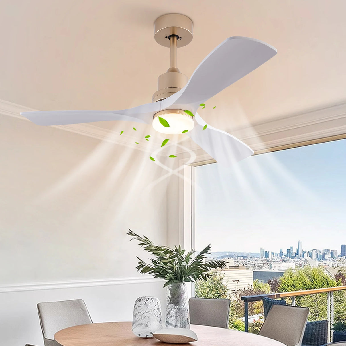 48 inch Indoor Ceiling Fan with LED Light, Ceiling Fan with Light and Remote, Modern Ceiling Fan for Bedroom Living Room