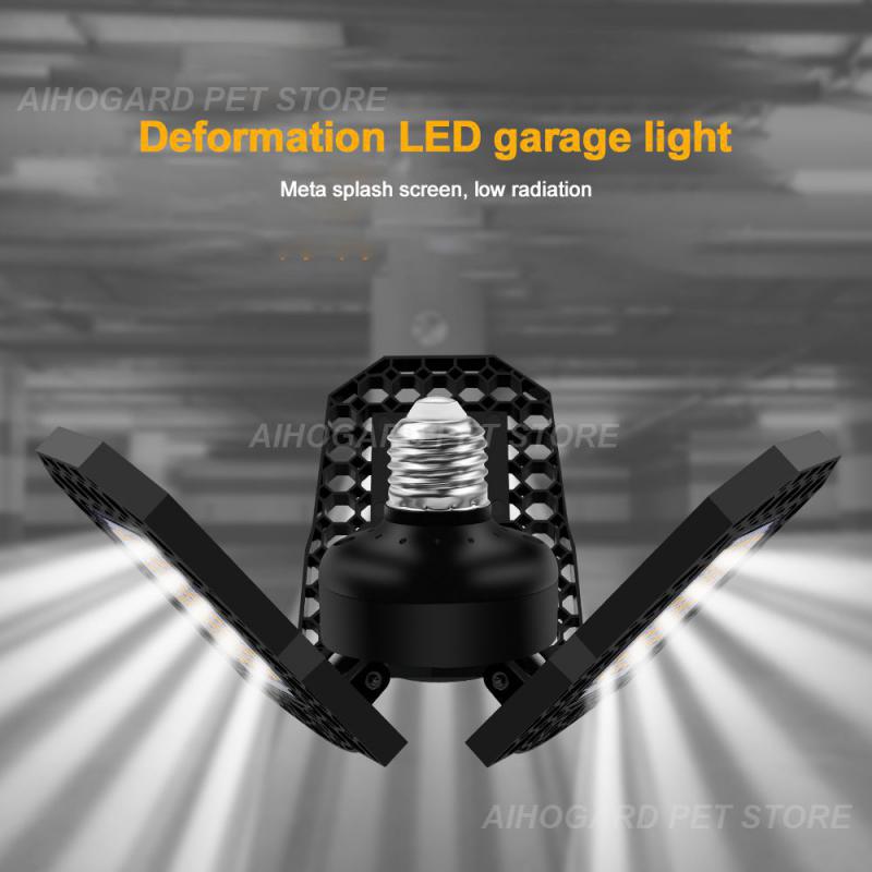Deformable Bulb Industrial Lighting 3 Panels Ceiling Light 3000k/6000k Adjustable 40/60/80w Led Garage Light Workshop Lighting