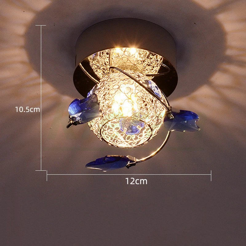 Modern Crystal LED Ceiling Lamp Bedroom Living Room Dining Room Study Iron Art Ceiling Lights Room Decors Maple Leaf Ceiling Lamp