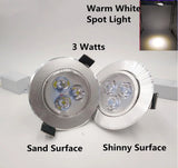 Silver White Ultra Bright LED Downlight - 3W Recessed Ceiling Spotlight