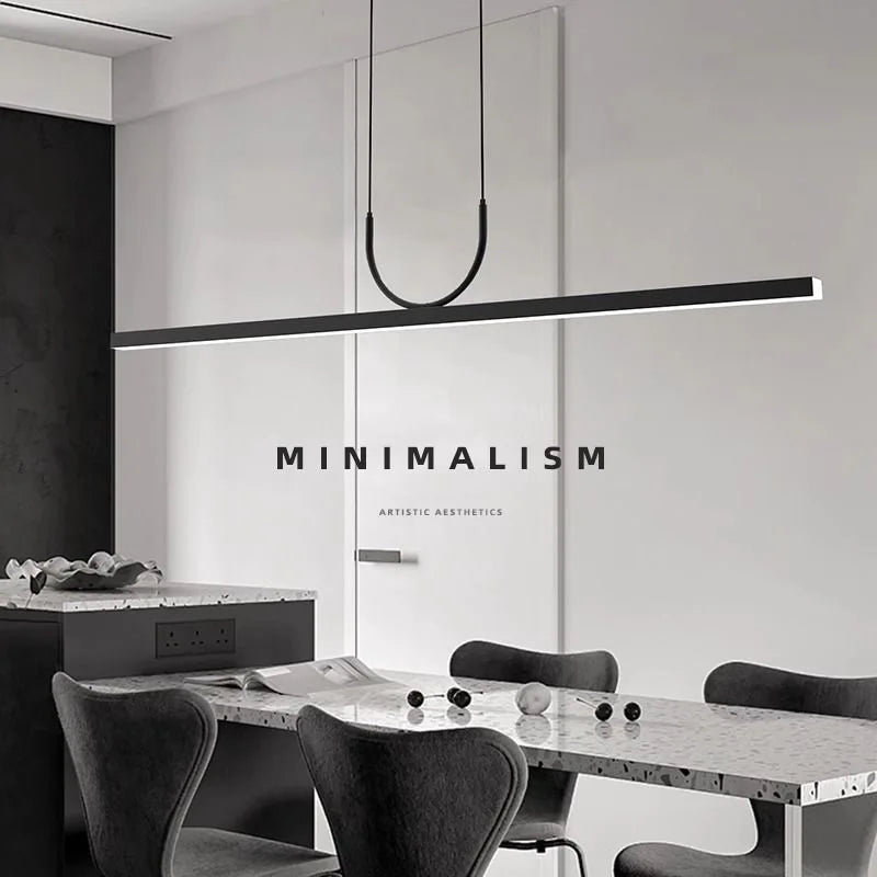 Modern Simple LED Ceiling Chandelier for Table Dining Room Kitchen Island Black Pendant Lamp Home Decor Hanging Lighting Fixture