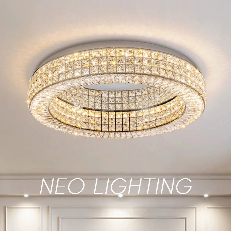 Modern Style Fixture Ceiling Light Luxury Round Crystal Chandelier Ceiling Light for Indoor Bedroom Home Lighting