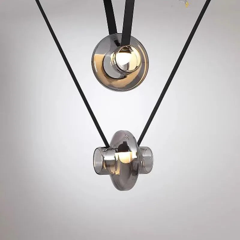 Italy New Designer Luxury Glass LED Pendant Lamp Living Room Bedroom Bar Restaurant Leather Chandelier Interiordecor Lighting