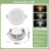 1-10PCS Recessed Round LED Downlight - 120V 220V Dual-Voltage Slim Panel Light