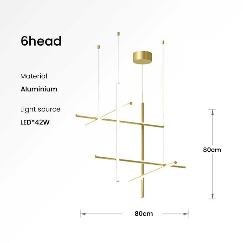 COORDINATES Pendant Light Italy Designer Tube Gold Chandeliers for Kitchen Hotel Staircase Linear scandinavian Pendant lamp