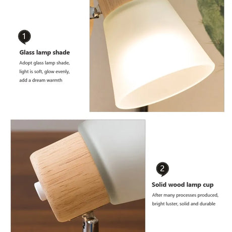 Nordic Wood Glass Wall Lamp For Bedroom Bathroom Kitchen Living Room Study  Modern LED Decoration Resin Windmill Light