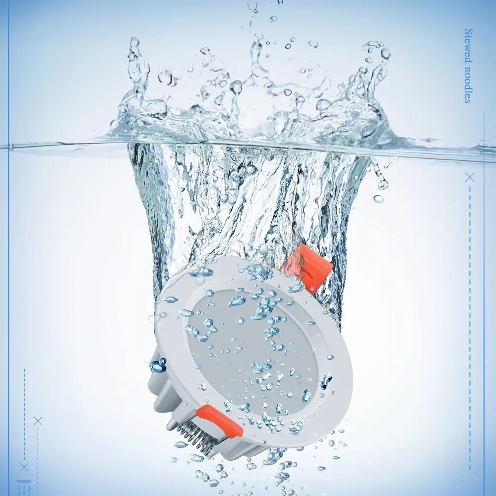 IP65 Waterproof Downlight Spotlights Anti-glare LED Ceiling Recessed Spot Light Anti-glare Kitchen Bathroom Shower Room Lighting