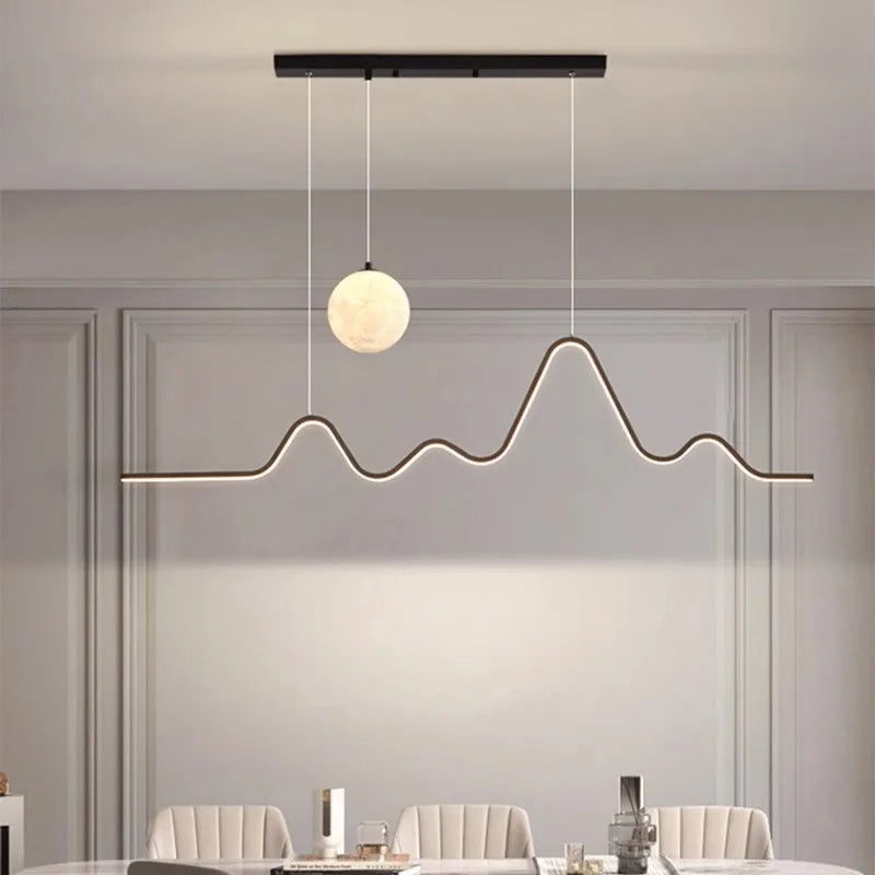 Modern Minimalist Moon Pendant Light with Adjustable Cords Indoor Decor Lamp for Dining Tables Bar Counters and Living Rooms