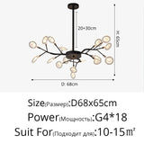 Creativity Firefly LED Chandelier Black Gold for Living Room Bedroom Hall Home Decor Indoor Lighting Minimalist Ceiling Pendant